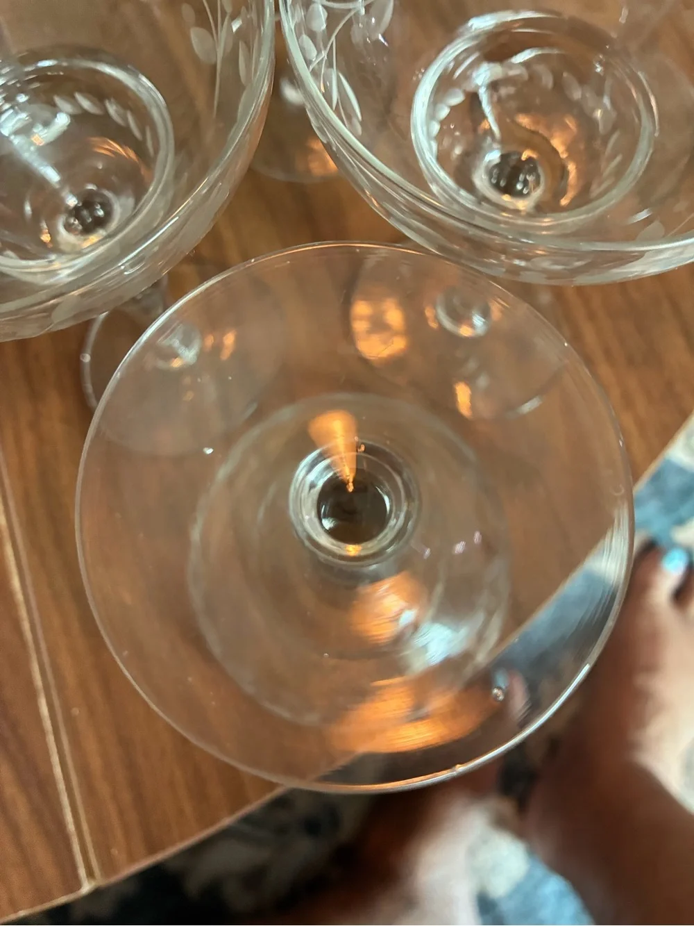 Etched Glass Coupe Dessert Cups - Set of 6